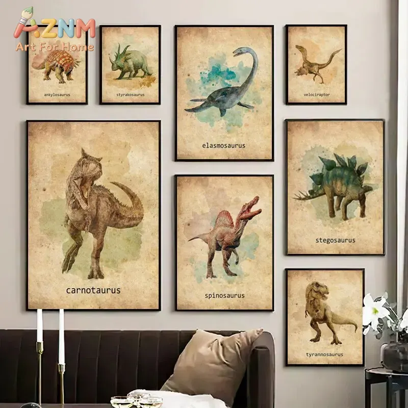 Kids Education Name - AZNM, cuadro decorativo de dinosaurios de
